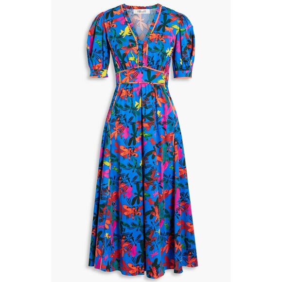 Diane Von Furstenberg DVF Devon Midi Dress Royal Blue size 16 - Picture 1 of 6